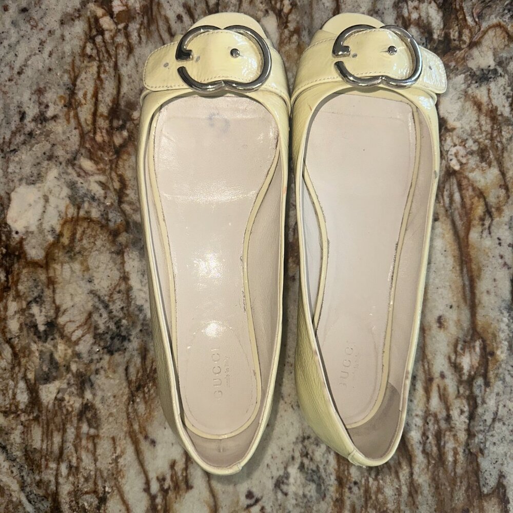 Gucci Patent Double G Leather flats Size 38